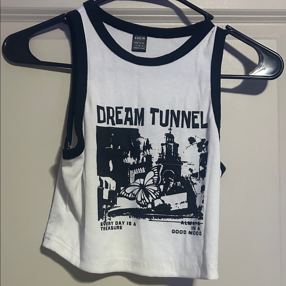 SHEIN Kids Black and White Dream Tunnel Tank Top